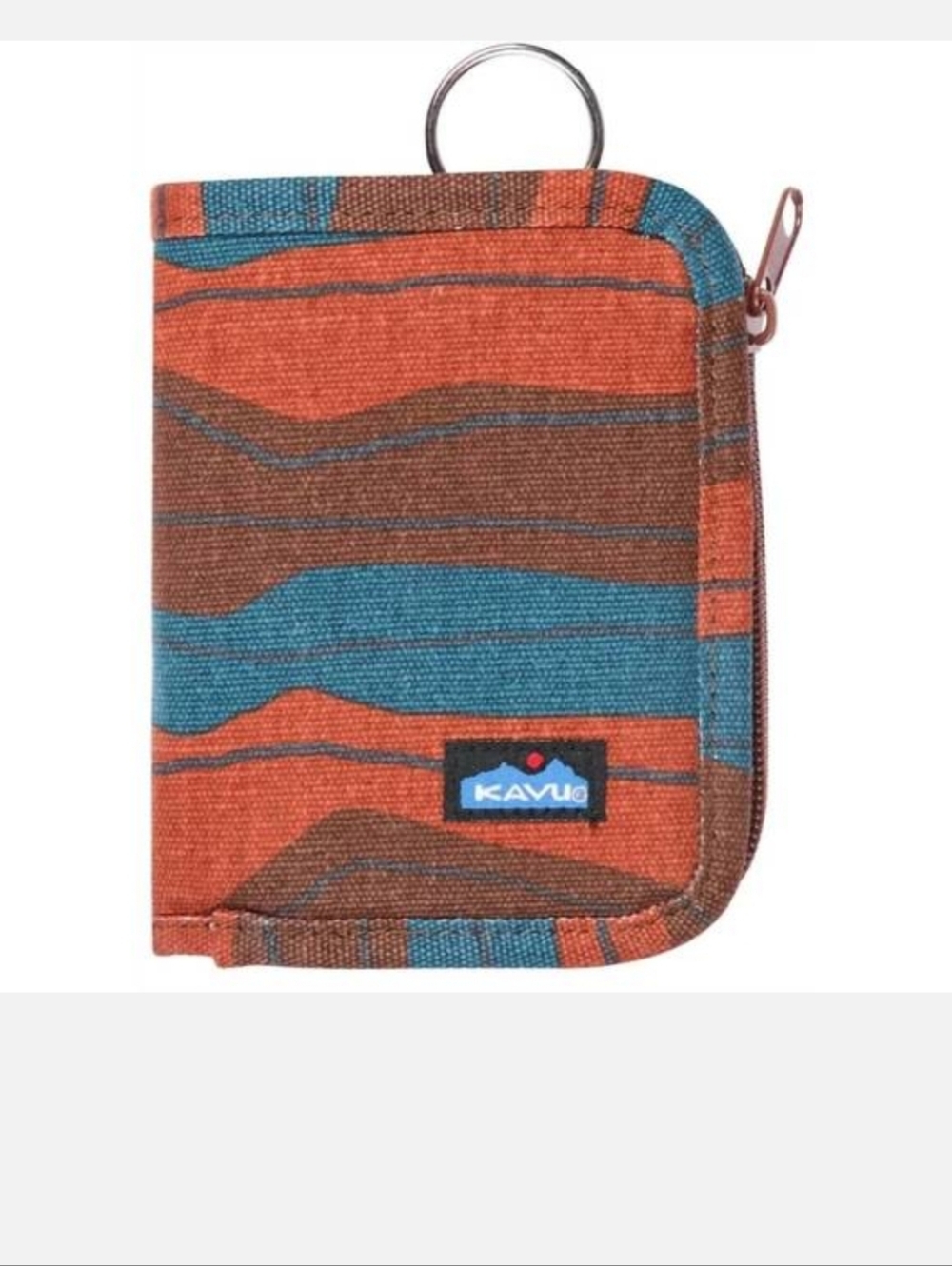 Kavu Zip-Closure Wallet in Rust Turquoise Brown